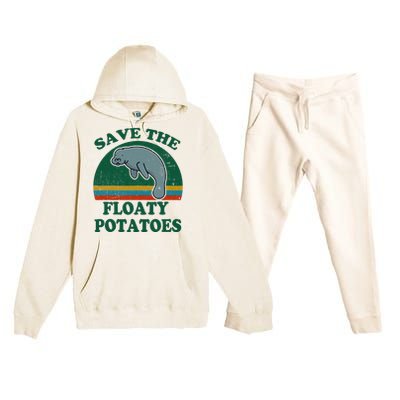 Manatee Save The Floaty Potatoes Funny Chubby Mermaid Premium Hooded Sweatsuit Set