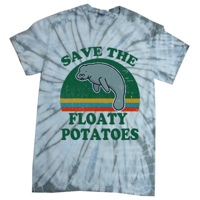 Manatee Save The Floaty Potatoes Funny Chubby Mermaid Tie-Dye T-Shirt