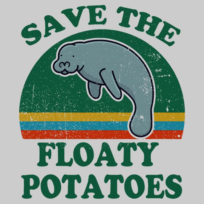 Manatee Save The Floaty Potatoes Funny Chubby Mermaid Tie-Dye T-Shirt
