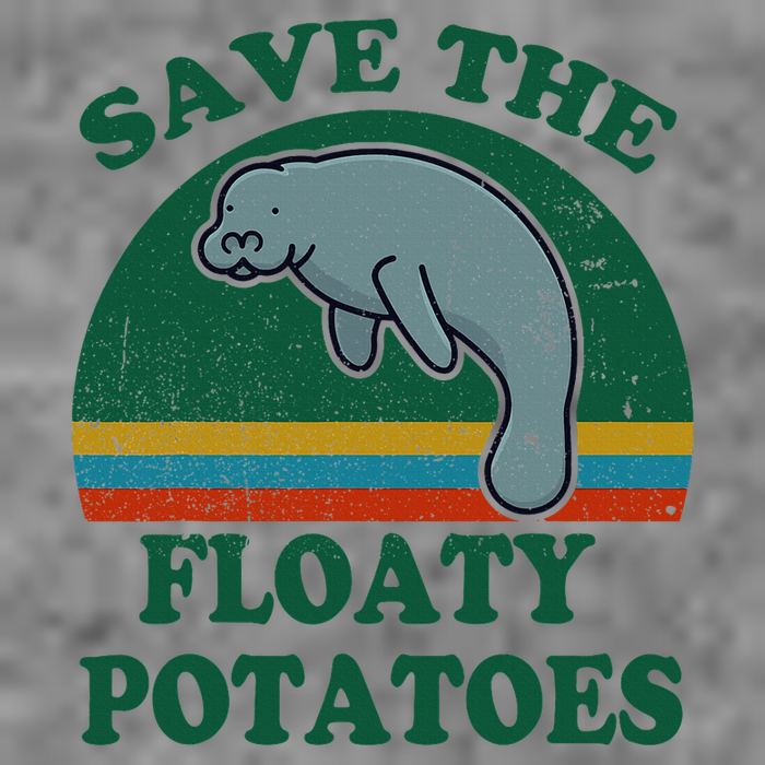 Manatee Save The Floaty Potatoes Funny Chubby Mermaid 7-Panel Snapback Hat