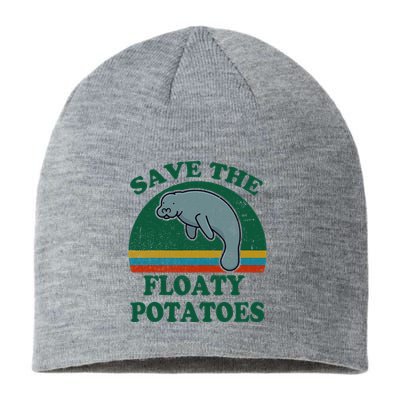 Manatee Save The Floaty Potatoes Funny Chubby Mermaid Sustainable Beanie