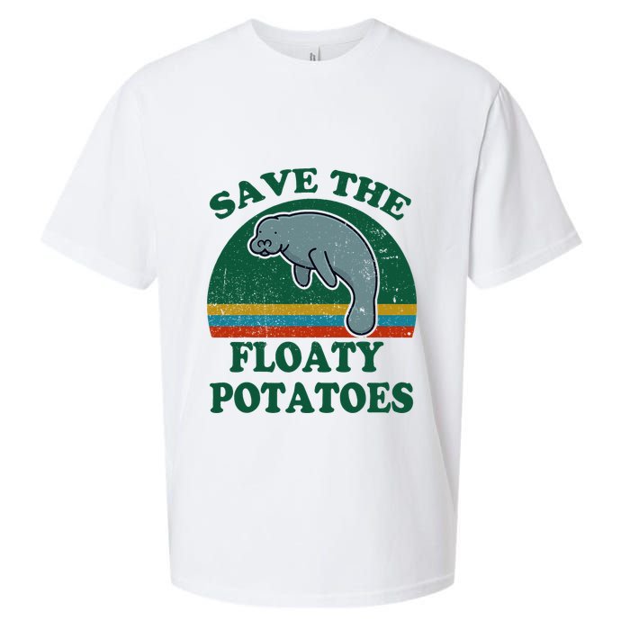 Manatee Save The Floaty Potatoes Funny Chubby Mermaid Sueded Cloud Jersey T-Shirt