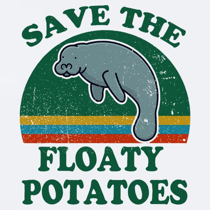 Manatee Save The Floaty Potatoes Funny Chubby Mermaid Sueded Cloud Jersey T-Shirt