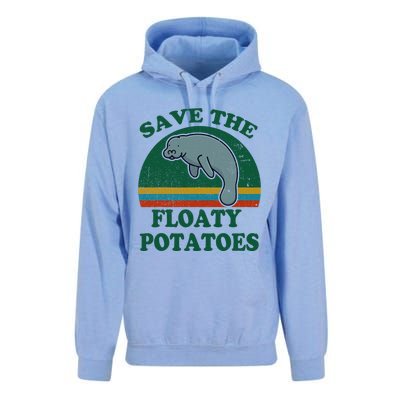 Manatee Save The Floaty Potatoes Funny Chubby Mermaid Unisex Surf Hoodie