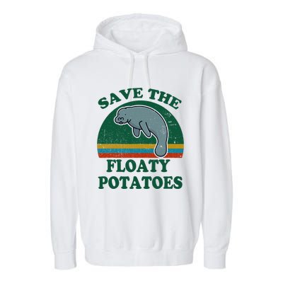 Manatee Save The Floaty Potatoes Funny Chubby Mermaid Garment-Dyed Fleece Hoodie