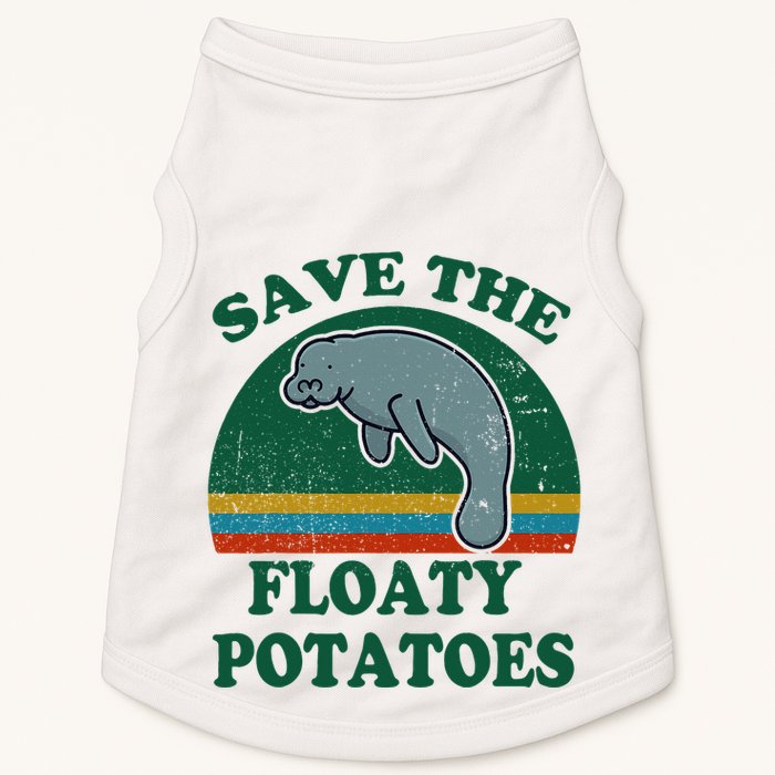 Manatee Save The Floaty Potatoes Funny Chubby Mermaid Doggie Tank
