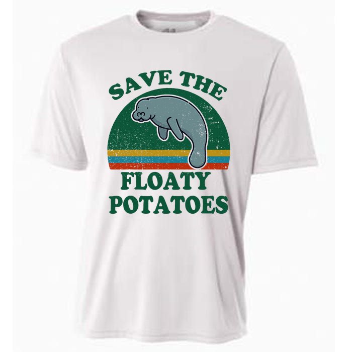 Manatee Save The Floaty Potatoes Funny Chubby Mermaid Cooling Performance Crew T-Shirt