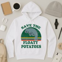 Manatee Save The Floaty Potatoes Funny Chubby Mermaid Hoodie
