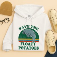 Manatee Save The Floaty Potatoes Funny Chubby Mermaid Hoodie