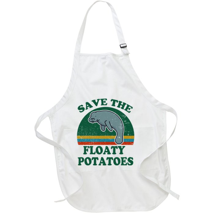 Manatee Save The Floaty Potatoes Funny Chubby Mermaid Full-Length Apron With Pockets