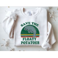 Manatee Save The Floaty Potatoes Funny Chubby Mermaid Sweatshirt
