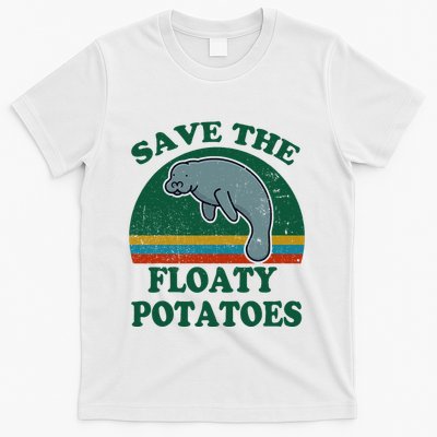Manatee Save The Floaty Potatoes Funny Chubby Mermaid T-Shirt