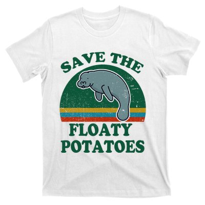 Manatee Save The Floaty Potatoes Funny Chubby Mermaid T-Shirt