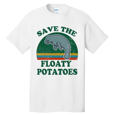 Manatee Save The Floaty Potatoes Funny Chubby Mermaid Tall T-Shirt