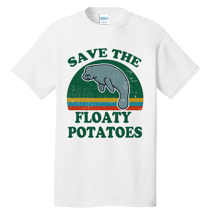 Manatee Save The Floaty Potatoes Funny Chubby Mermaid Tall T-Shirt