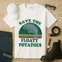 Manatee Save The Floaty Potatoes Funny Chubby Mermaid Tall T-Shirt