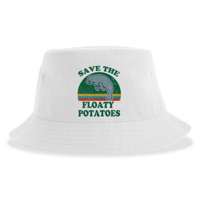 Manatee Save The Floaty Potatoes Funny Chubby Mermaid Sustainable Bucket Hat
