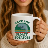 Manatee Save The Floaty Potatoes Funny Chubby Mermaid Mug