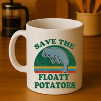 Manatee Save The Floaty Potatoes Funny Chubby Mermaid Mug