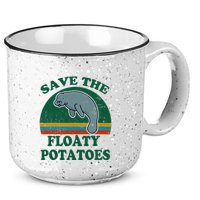 Manatee Save The Floaty Potatoes Funny Chubby Mermaid 15oz Campfire Ceramic Mug