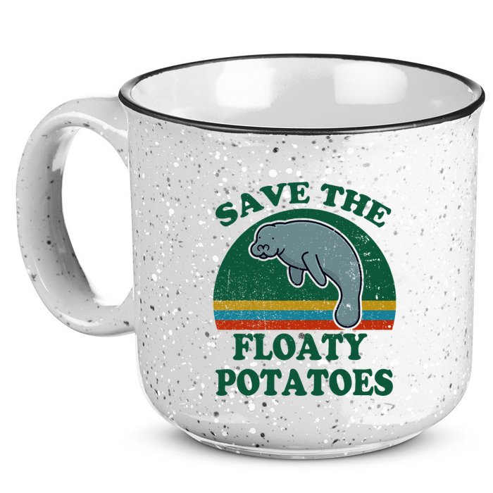 Manatee Save The Floaty Potatoes Funny Chubby Mermaid 15oz Campfire Ceramic Mug
