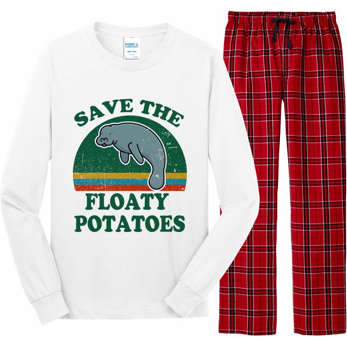 Manatee Save The Floaty Potatoes Funny Chubby Mermaid Long Sleeve Pajama Set