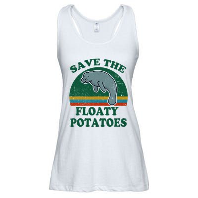 Manatee Save The Floaty Potatoes Funny Chubby Mermaid Ladies Essential Flowy Tank