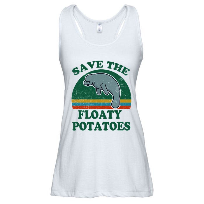 Manatee Save The Floaty Potatoes Funny Chubby Mermaid Ladies Essential Flowy Tank