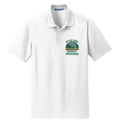 Manatee Save The Floaty Potatoes Funny Chubby Mermaid Dry Zone Grid Polo