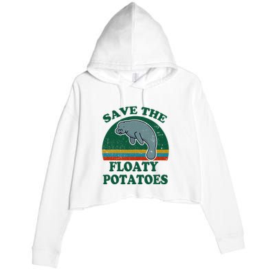 Manatee Save The Floaty Potatoes Funny Chubby Mermaid Crop Fleece Hoodie