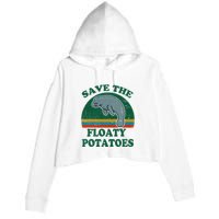 Manatee Save The Floaty Potatoes Funny Chubby Mermaid Crop Fleece Hoodie