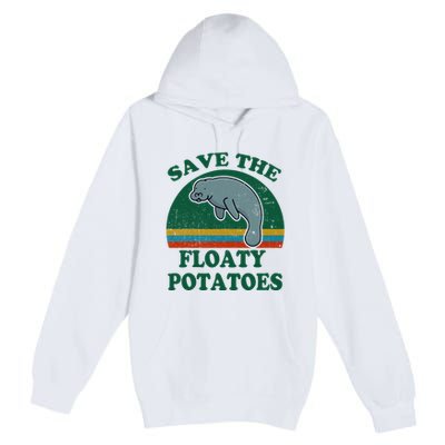 Manatee Save The Floaty Potatoes Funny Chubby Mermaid Premium Pullover Hoodie