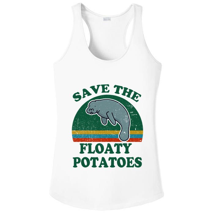 Manatee Save The Floaty Potatoes Funny Chubby Mermaid Ladies PosiCharge Competitor Racerback Tank