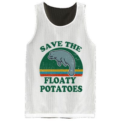 Manatee Save The Floaty Potatoes Funny Chubby Mermaid Mesh Reversible Basketball Jersey Tank