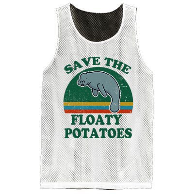 Manatee Save The Floaty Potatoes Funny Chubby Mermaid Mesh Reversible Basketball Jersey Tank