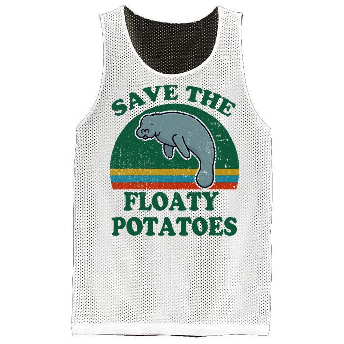 Manatee Save The Floaty Potatoes Funny Chubby Mermaid Mesh Reversible Basketball Jersey Tank