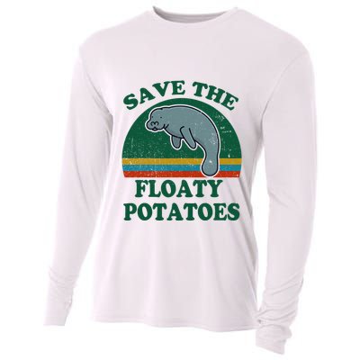 Manatee Save The Floaty Potatoes Funny Chubby Mermaid Cooling Performance Long Sleeve Crew
