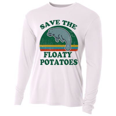 Manatee Save The Floaty Potatoes Funny Chubby Mermaid Cooling Performance Long Sleeve Crew