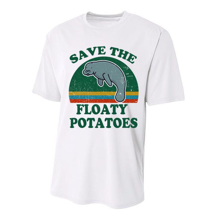 Manatee Save The Floaty Potatoes Funny Chubby Mermaid Performance Sprint T-Shirt