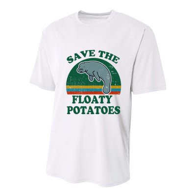 Manatee Save The Floaty Potatoes Funny Chubby Mermaid Youth Performance Sprint T-Shirt