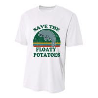 Manatee Save The Floaty Potatoes Funny Chubby Mermaid Youth Performance Sprint T-Shirt