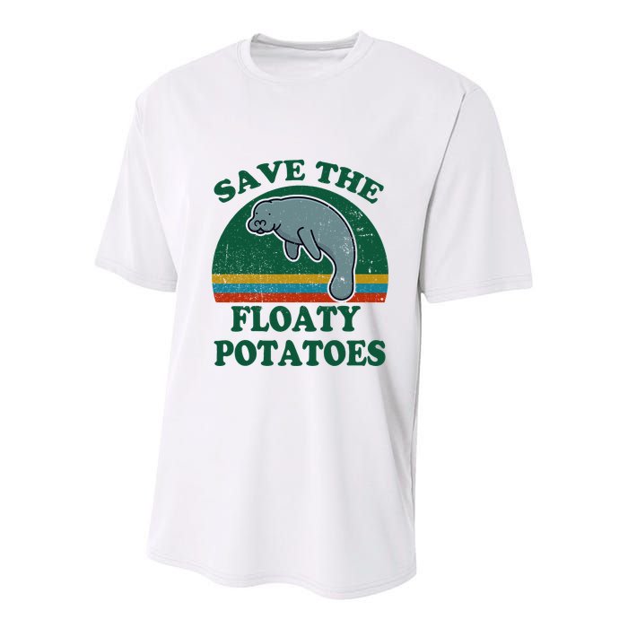 Manatee Save The Floaty Potatoes Funny Chubby Mermaid Youth Performance Sprint T-Shirt