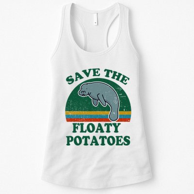Manatee Save The Floaty Potatoes Funny Chubby Mermaid Womens Tank Top