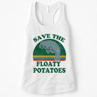 Manatee Save The Floaty Potatoes Funny Chubby Mermaid Womens Tank Top