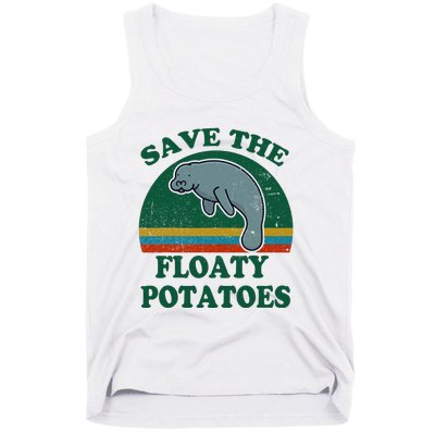 Manatee Save The Floaty Potatoes Funny Chubby Mermaid Tank Top