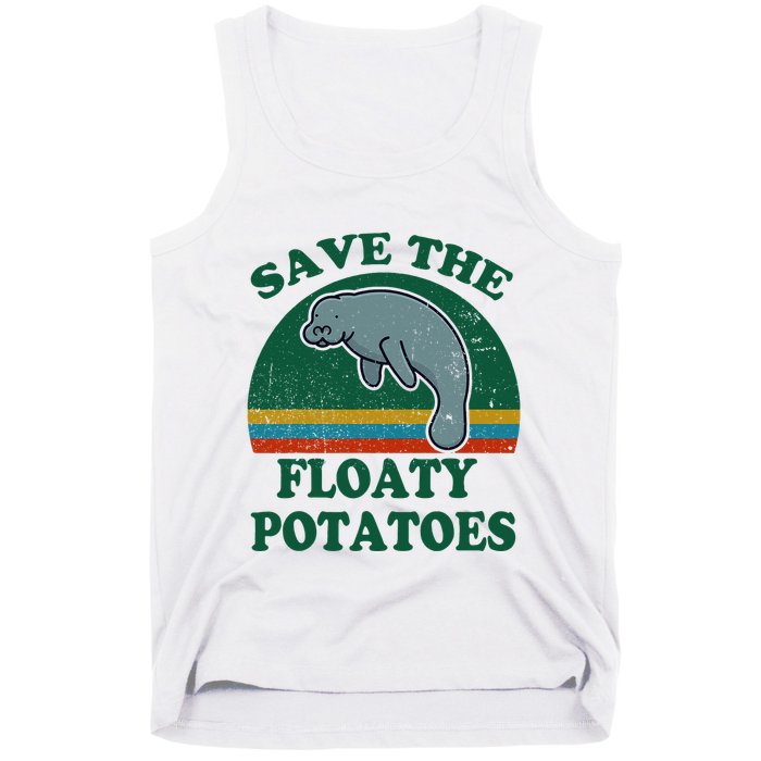 Manatee Save The Floaty Potatoes Funny Chubby Mermaid Tank Top
