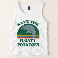 Manatee Save The Floaty Potatoes Funny Chubby Mermaid Tank Top