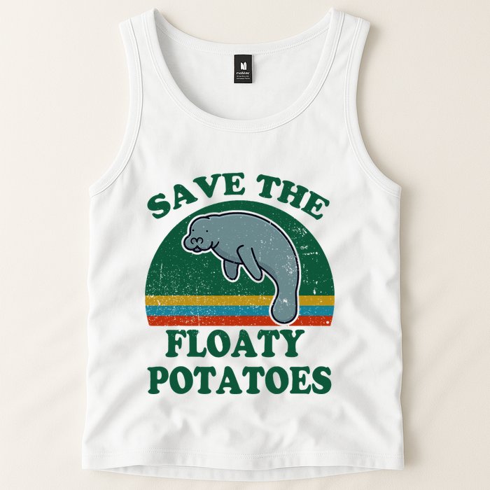 Manatee Save The Floaty Potatoes Funny Chubby Mermaid Tank Top