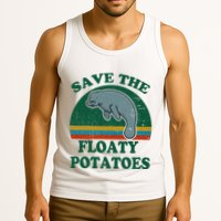 Manatee Save The Floaty Potatoes Funny Chubby Mermaid Tank Top
