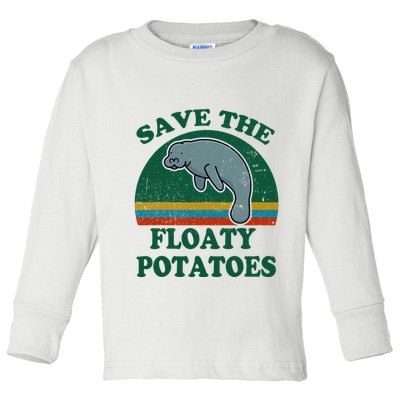 Manatee Save The Floaty Potatoes Funny Chubby Mermaid Toddler Long Sleeve Shirt